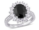 5.00 Carat (ctw) Black Sapphire and Lab-Created White Sapphire Ring in Sterling Silver